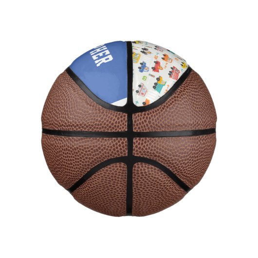 Boys Cute Transport Car Pattern Persoonlijke naam Basketbal (Rechts)