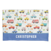 Boys Cute Transport Car Pattern Persoonlijke naam Kussensloop (Voorkant)