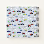Boys Cute Transport Pattern en Name Kinder Monogra Notitieboek (Achterkant)