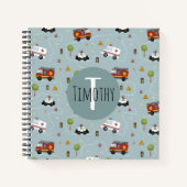 Boys Cute Transport Pattern en Name Kinder Monogra Notitieboek (Voorkant)