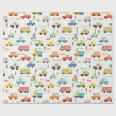 Boys Cute Transport Vehicle Colorful Pattern Kinde Cadeaupapier (Vlak)