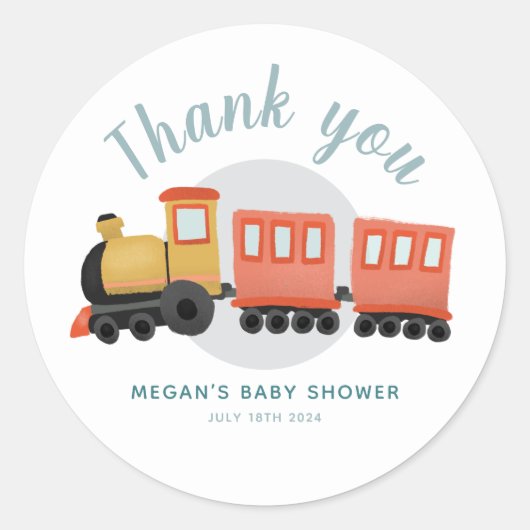 Boys Cute Travel Baby shower Dank u wel Ronde Sticker (Voorkant)