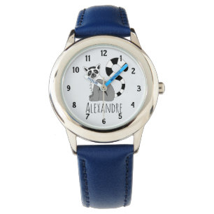 Boys Cute Trendy Oerwoud Lemur en Name Kinder Horloge