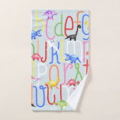 Boys Cute Waterverf Dinosaur Alphabet & Name Kinde Bad Handdoek (Handdoek)