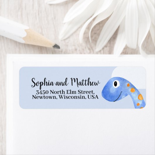 Boys Cute Waterverf Dinosaur Baby shower Birthday Etiket (Insitu)