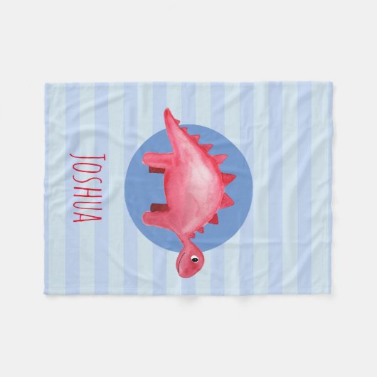 Boys Cute Waterverf Dinosaur Blue Kinder Fleece Deken (Voorkant (Horizontaal))