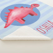 Boys Cute Waterverf Dinosaur Kinder Blue Sherpa Deken (3/4)