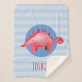 Boys Cute Waterverf Dinosaur Kinder Blue Sherpa Deken (Voorkant)
