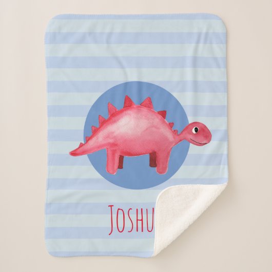 Boys Cute Waterverf Dinosaur Kinder Blue Sherpa Deken (Voorkant)