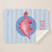 Boys Cute Waterverf Dinosaur Kinder Blue Sherpa Deken (Voorkant (horizontaal))