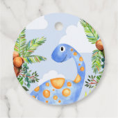 Boys Cute Waterverf Dinosaur Oerwoud Baby shower Bedankjes Labels (Achterkant)