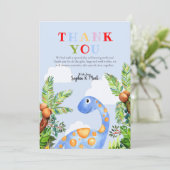Boys Cute Waterverf Dinosaur Oerwoud Baby shower Bedankkaart (Staand voorkant)