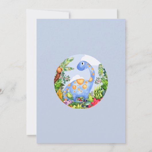 Boys Cute Waterverf Dinosaur Oerwoud Baby shower Bedankkaart (Achterkant)