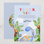 Boys Cute Waterverf Dinosaur Oerwoud Baby shower Bedankkaart (Voorkant / Achterkant)