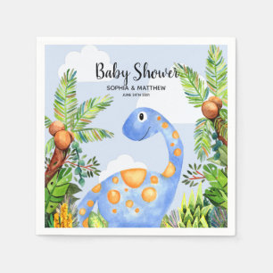 Boys Cute Waterverf Dinosaur Oerwoud Baby shower Servet