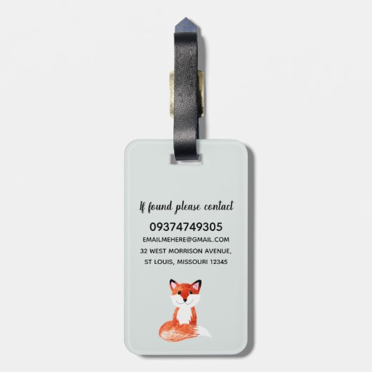 Boys Cute Waterverf Forest Animals Name Kinder Bagagelabel (Achterkant verticaal)