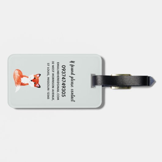 Boys Cute Waterverf Forest Animals Name Kinder Bagagelabel (Achterkant horizontaal)