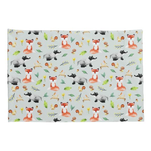 Boys Cute Woodland Forest Animals Badger Name Kind Kussensloop (Achterkant-Rechts)