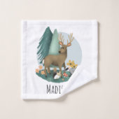 Boys Cute Woodland Forest Animals Kinder Monogram Bad Handdoek (Wasdoekje)