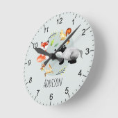 Boys Cute Woodland Forest Animals Kinder Nursery Ronde Klok (Hoek)