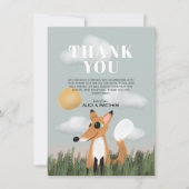 Boys Cute Woodland Forest Fox Baby shower Bedankkaart (Voorkant)