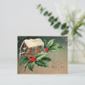 Boys Cutting the Christmas Tree in Snowy Forest Briefkaart (Staand voorkant)