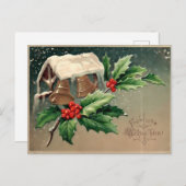 Boys Cutting the Christmas Tree in Snowy Forest Briefkaart (Voorkant / Achterkant)