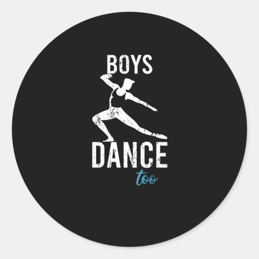 Boys Dance too guy ballet boy man danser Ronde Sticker (Voorkant)