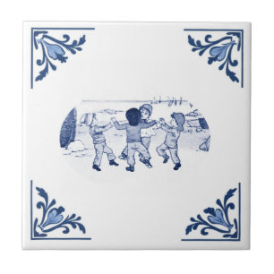  Boys Dancing Ring Zee Delfts Blauw & Wit Tegeltje