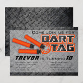 Boys Dart Label Birthday Party Kaart (Voorkant / Achterkant)