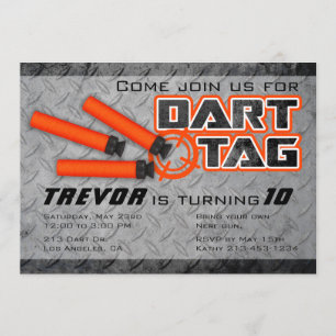 Boys Dart Label Birthday Party Kaart