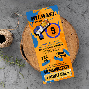 Boys Dart Pistool Party Birthday Invitation Kaart