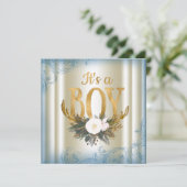 Boys Deer Antler Baby shower Kaart (Staand voorkant)