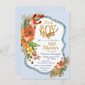 Boys Deer Antler Baby shower Kaart (Voorkant / Achterkant)