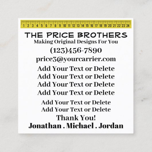 Boys Designers Visitekaartje (Achterkant)