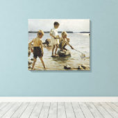 Boys die op de kust spelen (door Albert Edelfelt) Canvas Afdruk (Insitu (Houten vloer))