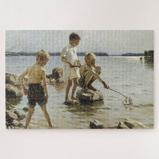 Boys die op de kust spelen (door Albert Edelfelt) Legpuzzel (Horizontaal)