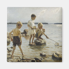 Boys die op de kust spelen (door Albert Edelfelt) Magneet