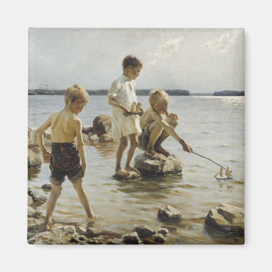 Boys die op de kust spelen (door Albert Edelfelt) Magneet (Voorkant)