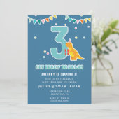 Boys Dinosaur 3rd Birthday Party Kaart (Staand voorkant)