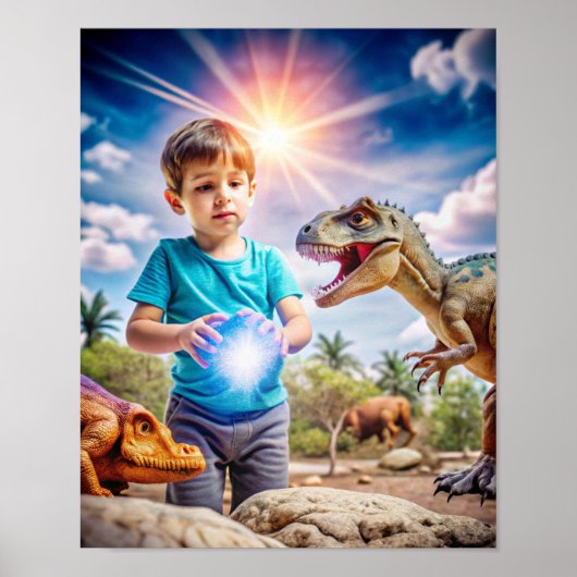 Boy's Dinosaur Adventure - Openluchtverkenning Poster (Voorkant)