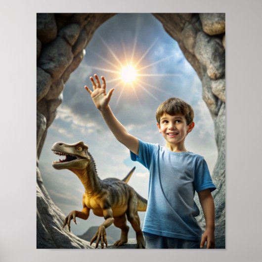 Boy's Dinosaur Adventure - Openluchtverkenning Poster (Voorkant)