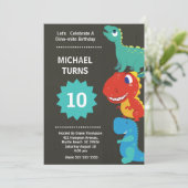 Boys Dinosaur Birthday Party Any Age Invision Kaart (Staand voorkant)
