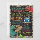 Boys Dinosaur Birthday Party Invitation Kaart (Voorkant)