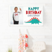 Boys Dinosaur Happy Birthday Party Foto Spandoek (Insitu)