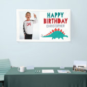 Boys Dinosaur Happy Birthday Party Foto Spandoek (Beurs)