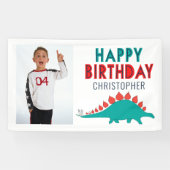 Boys Dinosaur Happy Birthday Party Foto Spandoek (Horizontaal)