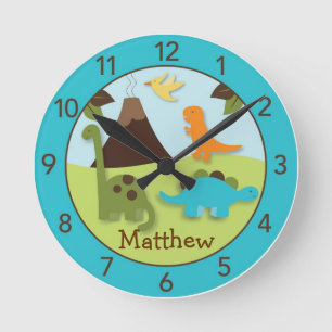 Boys Dinosaur Persoonlijke ursery Wall klok