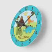 Boys Dinosaur Persoonlijke ursery Wall klok (Hoek)