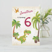 Boys Dinosaur T-Rex Oerwoud Birthday Uitnodiging (Staand voorkant)